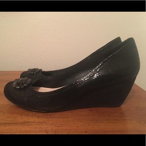 BCBGeneration Black Wedges with Jewel accent